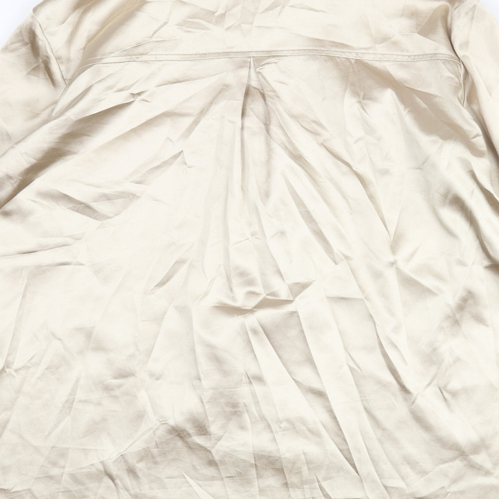 PRETTYLITTLETHING Womens Gold Polyester Basic Button-Up Size S Collared