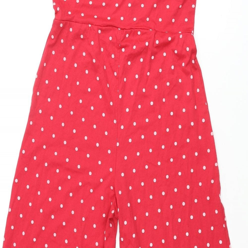 Missguided Womens Red Polka Dot Polyester Jumpsuit One-Piece Size 10 L20 in Pullover