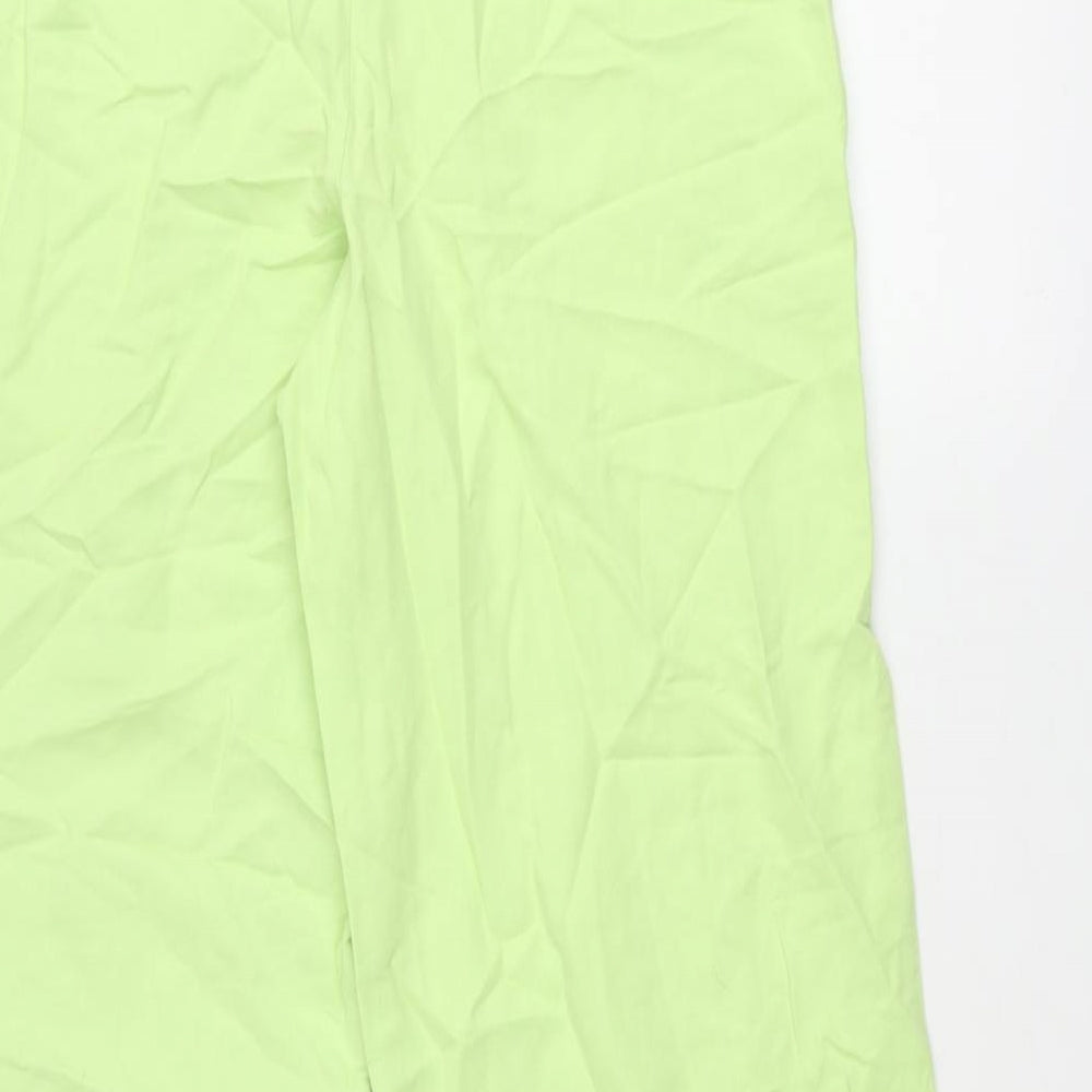 Zara Womens Green Polyester Trousers Size M L34 in Regular Zip