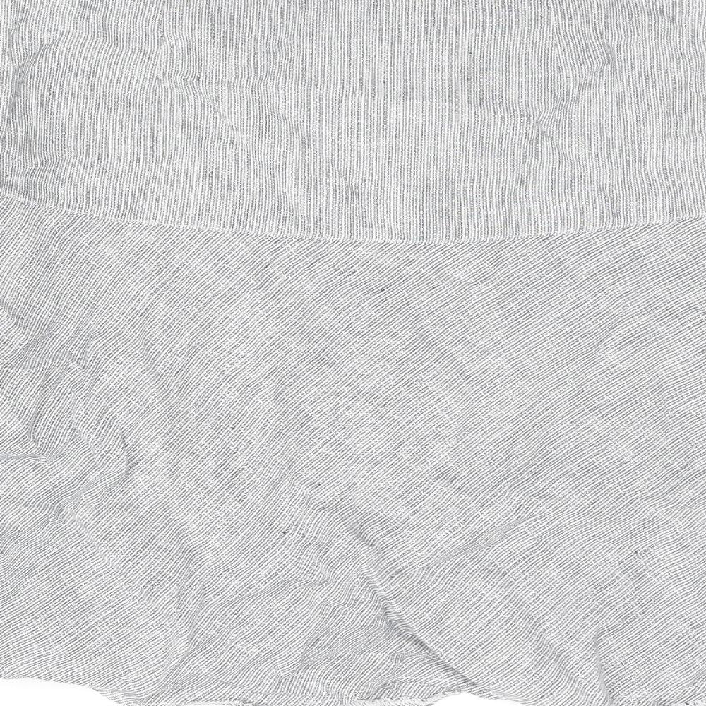 Marks & Spencer Womens Blue Striped Linen A-Line Skirt Size 12 Zip