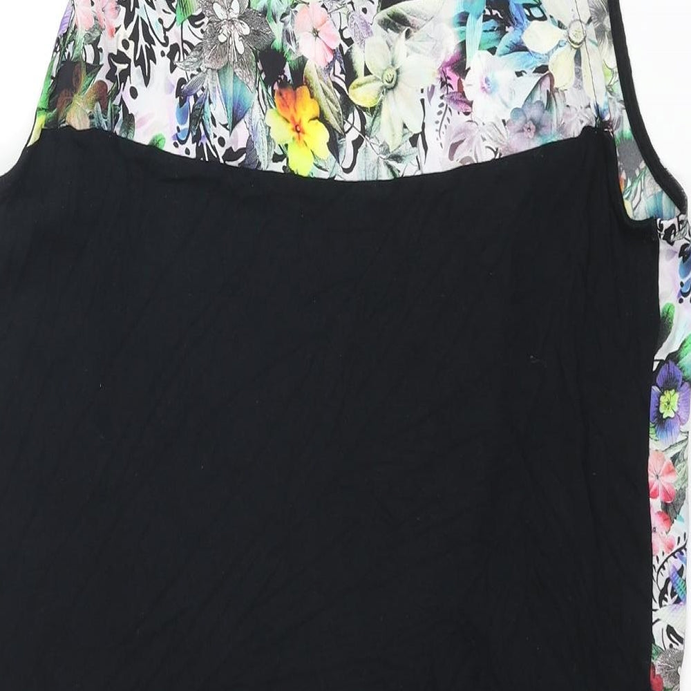 Warehouse Womens Multicoloured Viscose Camisole Blouse Size 12 Round Neck - Floral Front Print