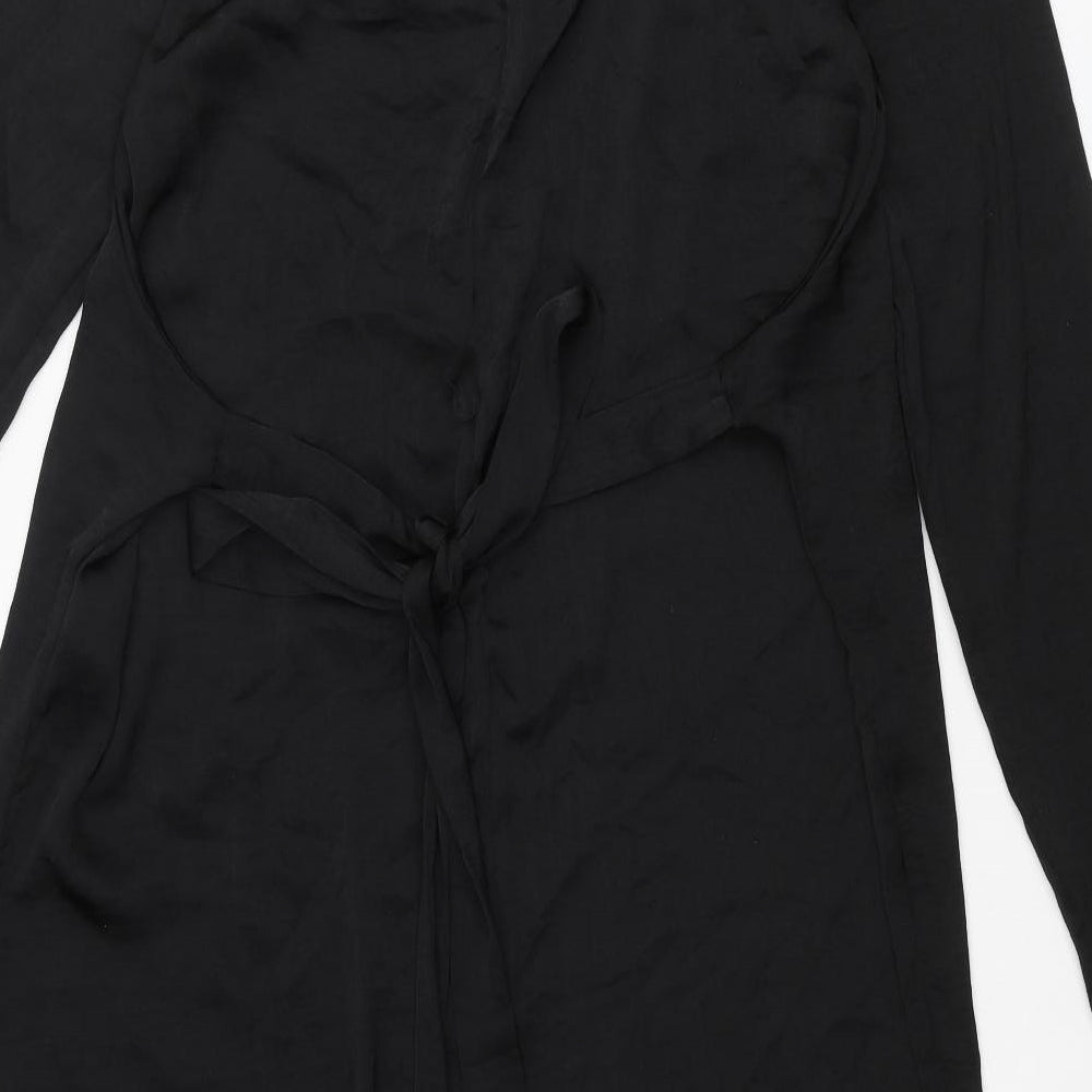 VILA Womens Black Polyester Shift Size L Scoop Neck Pullover - Belted