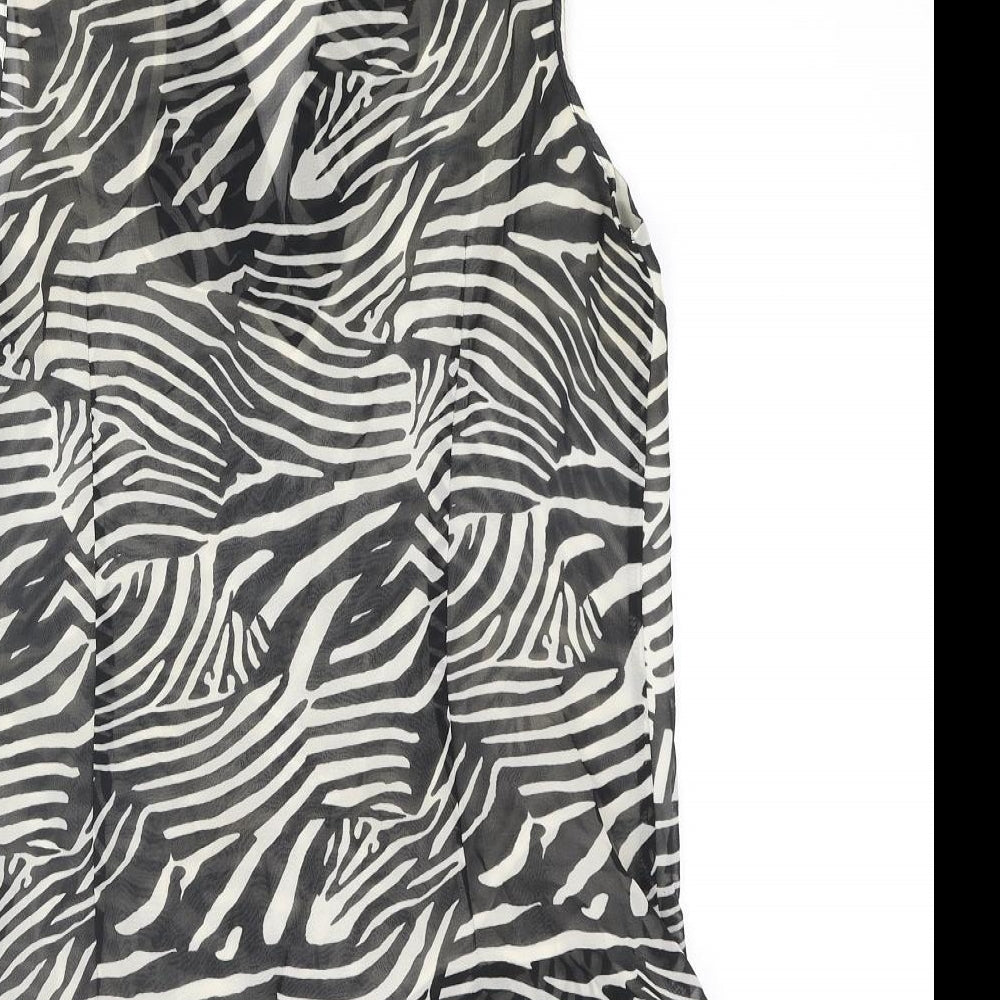 H&M Womens Black Animal Print Polyester Basic Blouse Size 8 V-Neck - Wrap Style Zebra Print