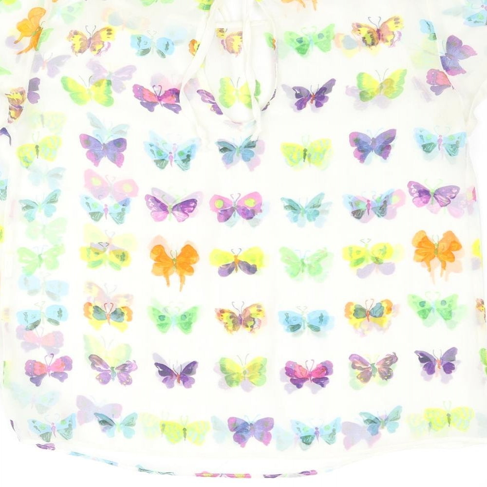 Zara Womens Multicoloured Geometric Polyester Basic Blouse Size M Round Neck - Butterfly Print