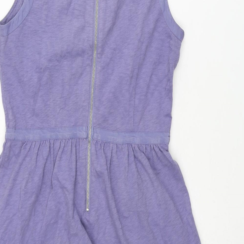 Mint Velvet Womens Purple Cotton Shift Size 8 Scoop Neck Zip - Zip Pockets