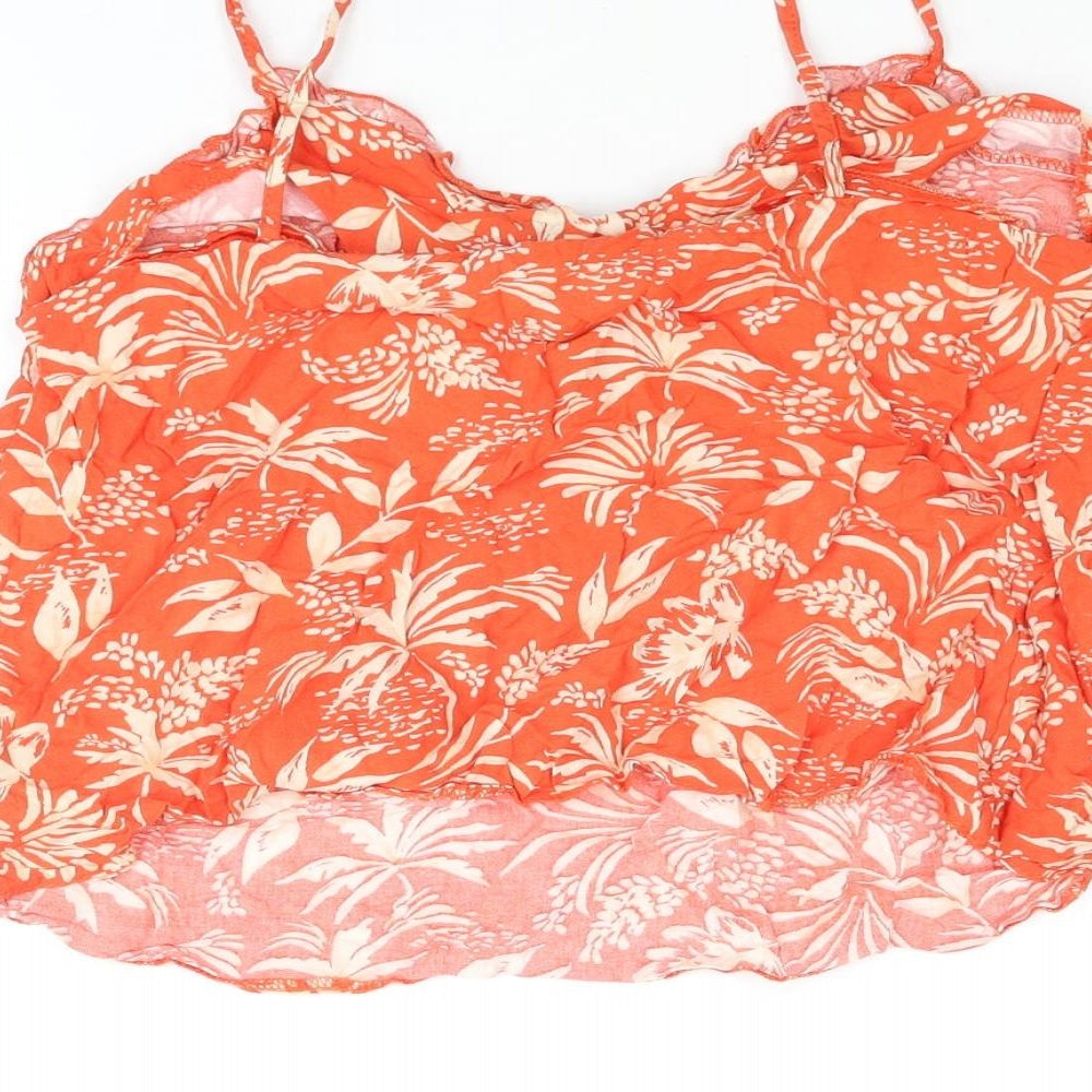 New Look Womens Orange Geometric Viscose Camisole Blouse Size 10 Scoop Neck - Plant Print