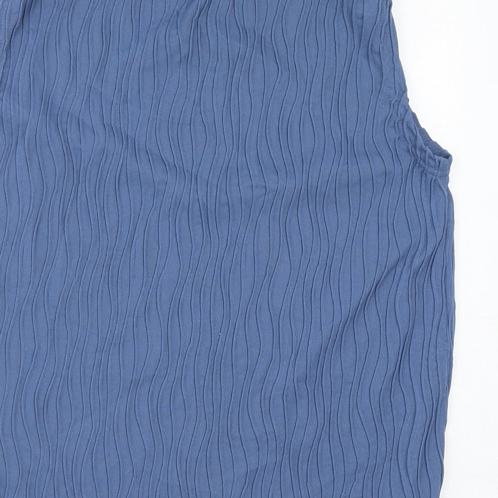 Dazy Womens Blue Polyester Basic Tank Size 3XL Round Neck