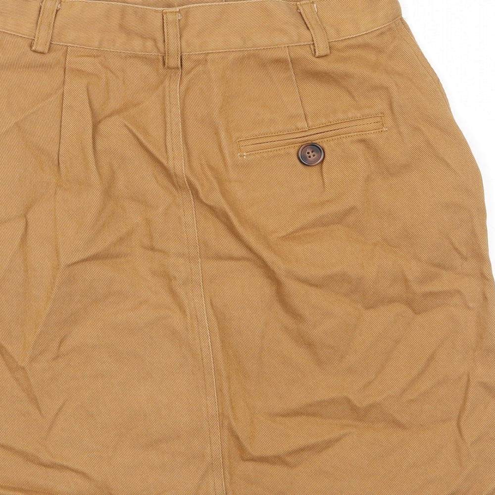 River Island Womens Brown Cotton A-Line Skirt Size 8 Button - Pockets, Belt Loops