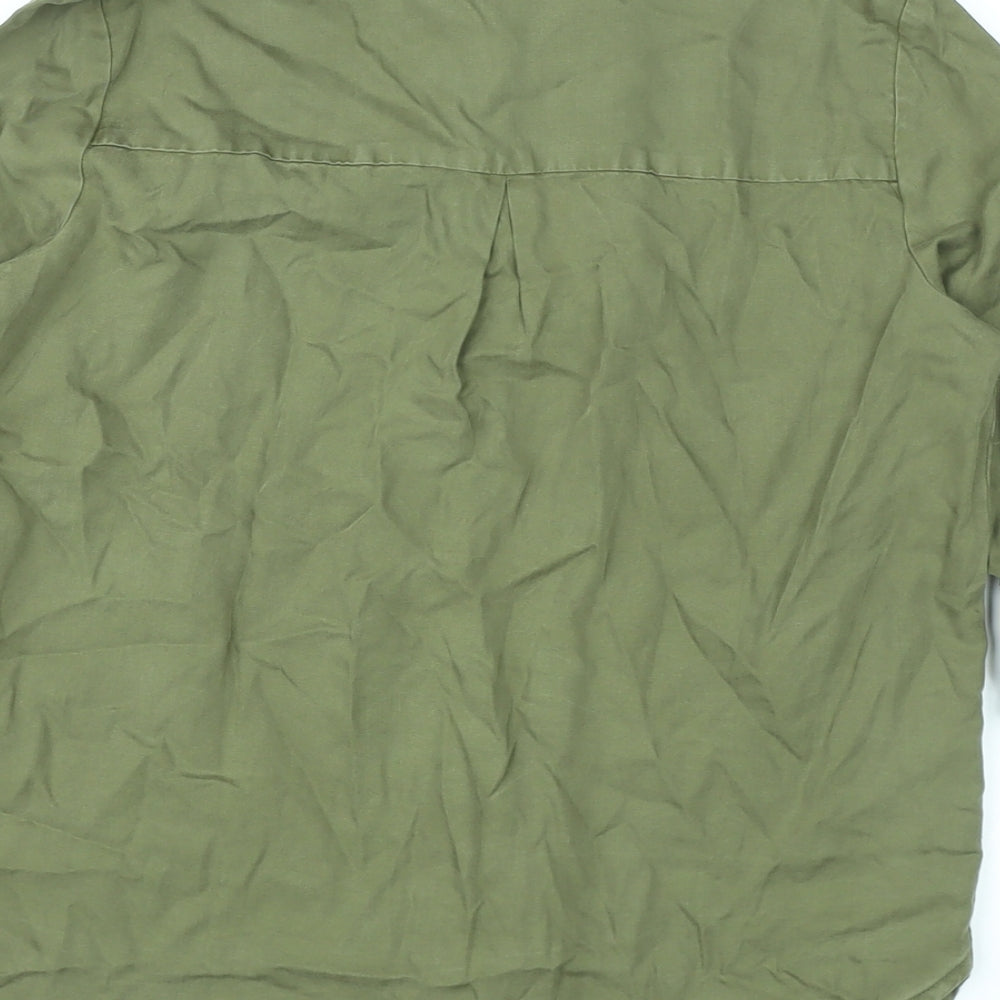 Only Womens Green Lyocell Basic Button-Up Size XS Collared