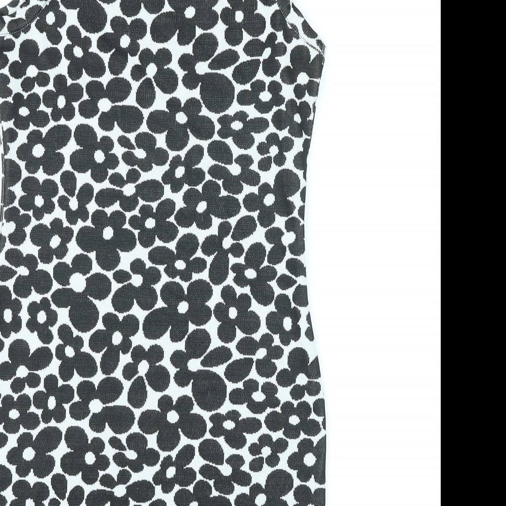 Divided by H&M Womens Black Floral Polyester Bodycon Size M Round Neck Pullover