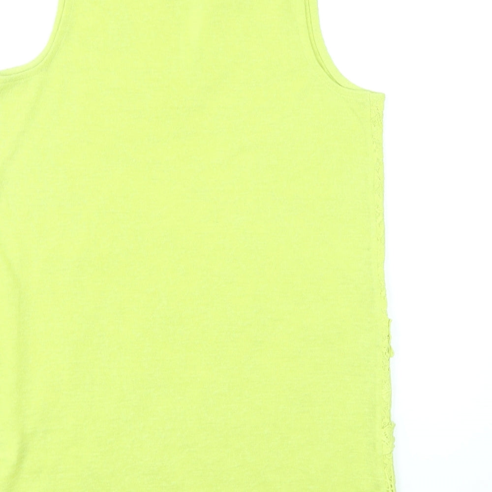 NEXT Womens Yellow Geometric Cotton Basic Tank Size 8 Round Neck