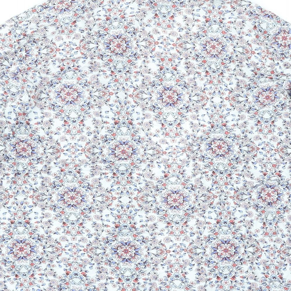 New Look Womens White V-Neck Floral Viscose Cardigan Jumper Size 12
