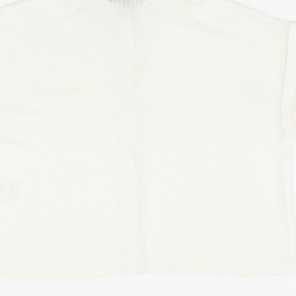 New Look Womens White Polyester Basic Button-Up Size 10 Collared - Sheer