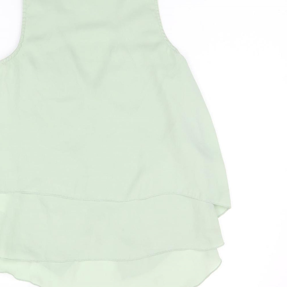H&M Womens Green Polyester Basic Tank Size 4 V-Neck