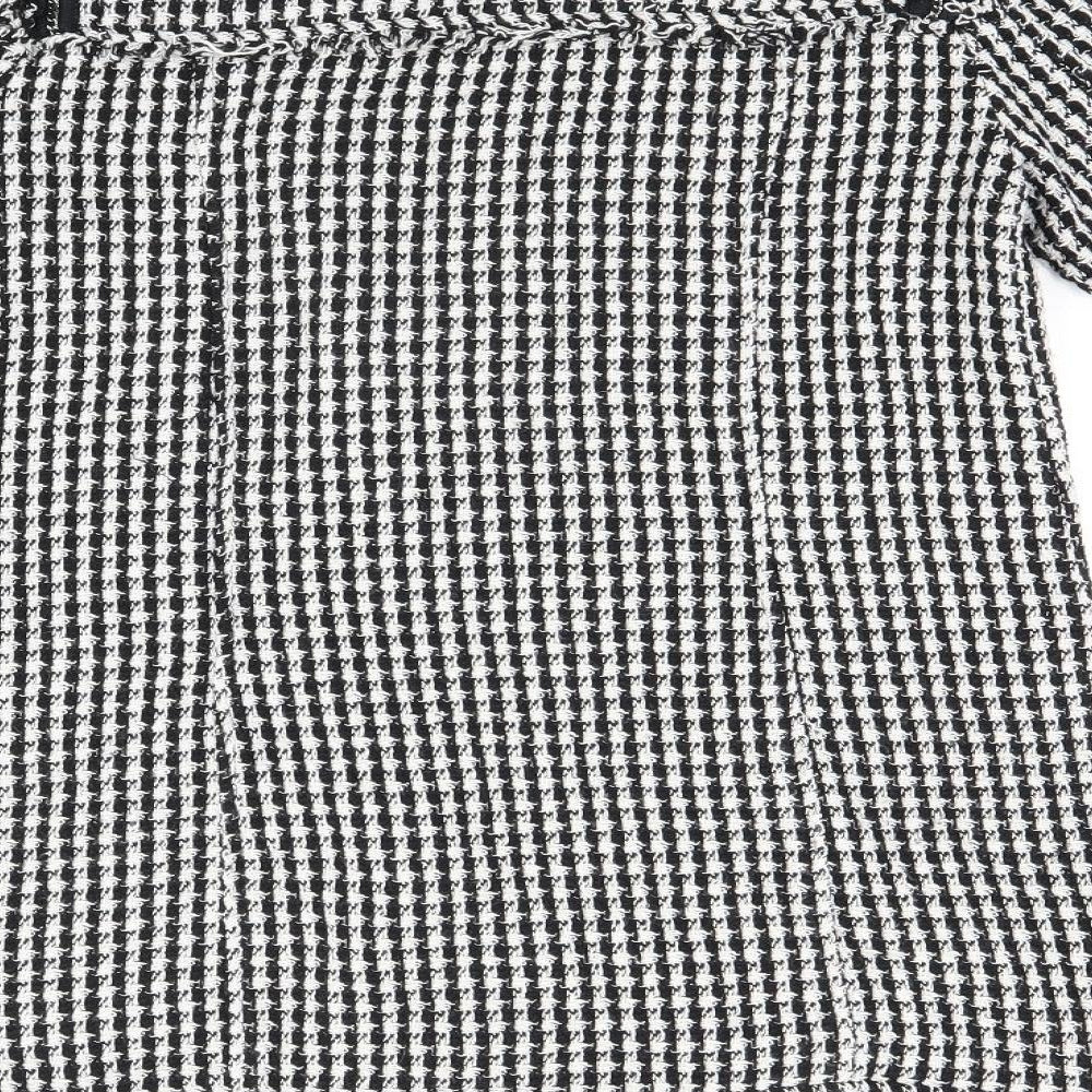 Zara Womens Black Geometric Jacket Size S Zip - Houndstooth