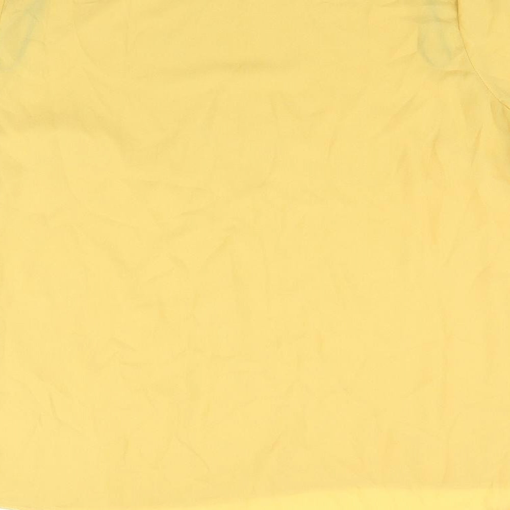 Marina Kaneva Womens Yellow Polyester Basic Blouse Size 10 V-Neck - Cold Shoulders