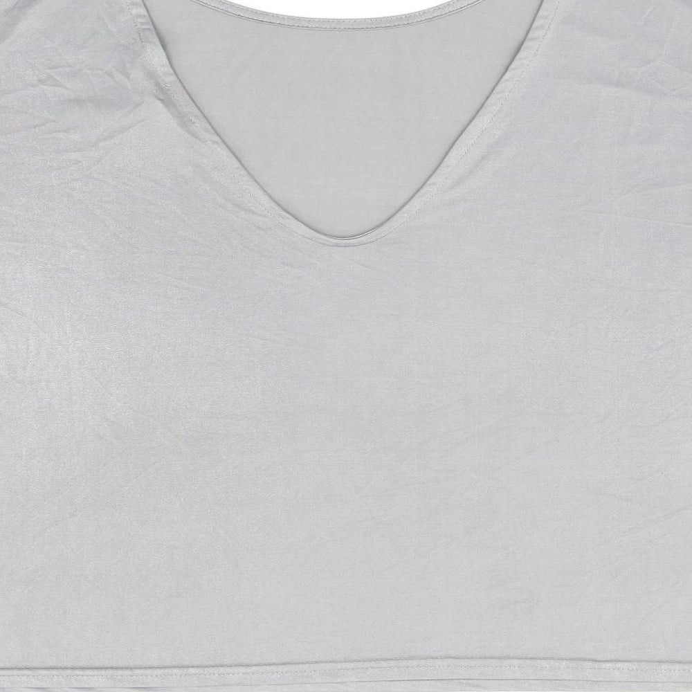 River Island Womens Grey Polyester Basic T-Shirt Size 8 Round Neck