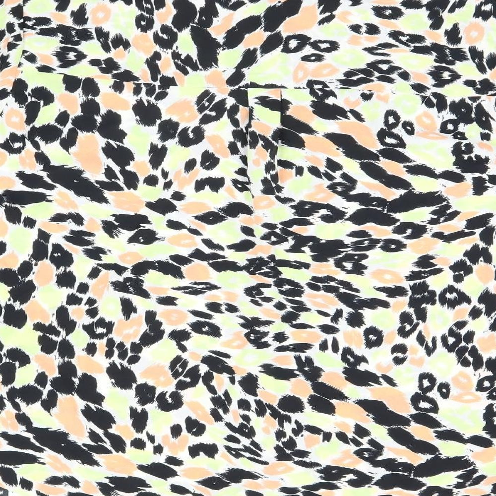 Marks & Spencer Womens Multicoloured Animal Print Polyester Basic Button-Up Size 14 Collared