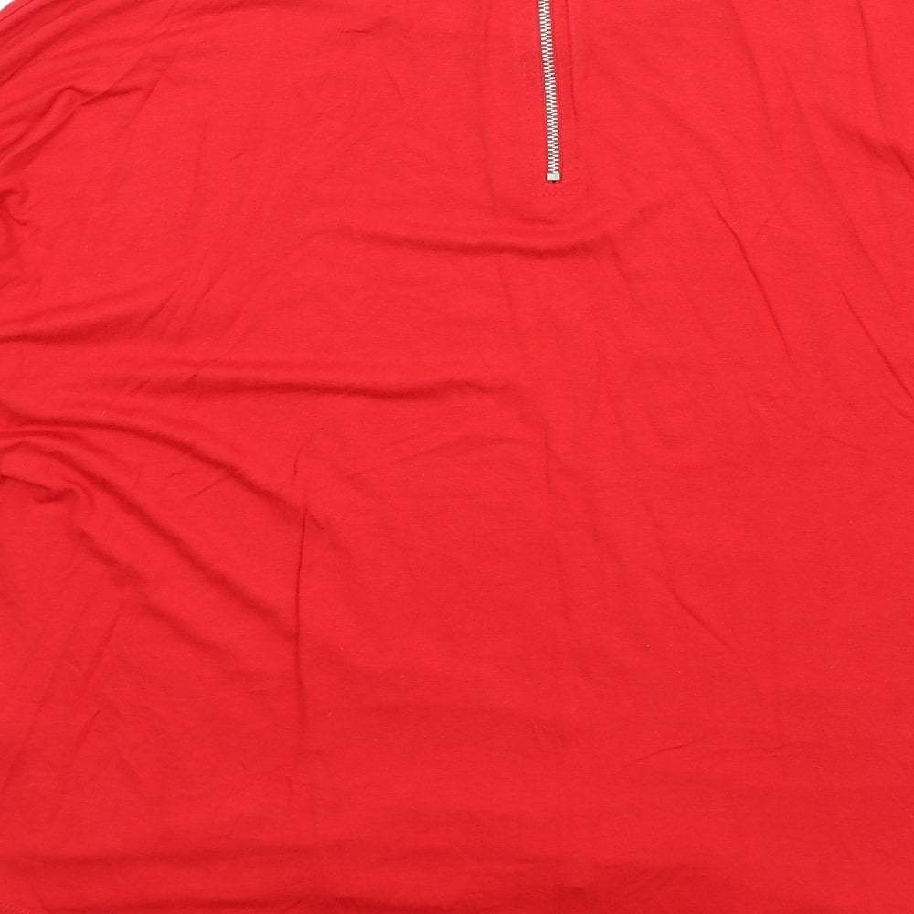 Select Womens Red Viscose Basic T-Shirt Size 12 Scoop Neck