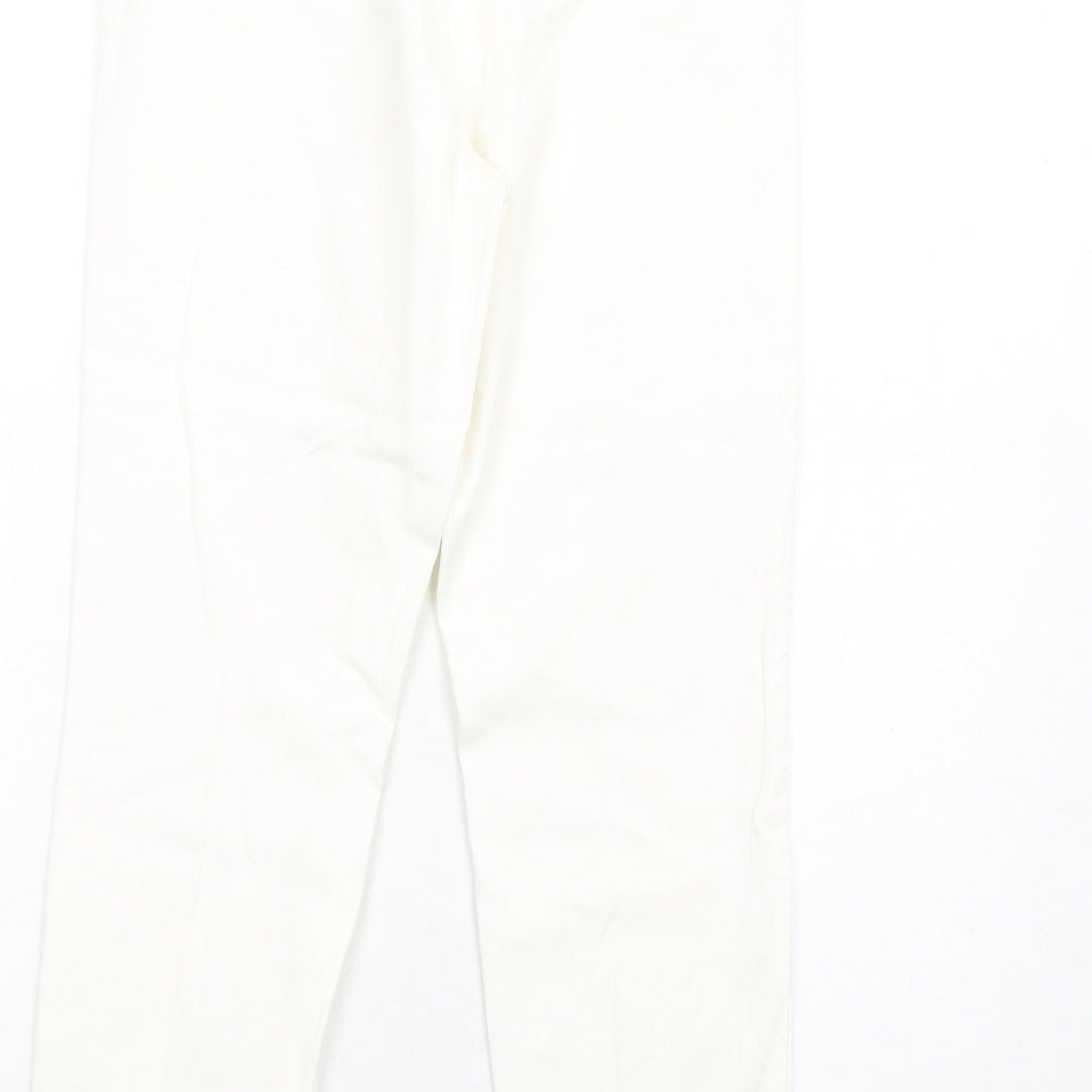 Marks & Spencer Womens White Polyester Tapered Jeans Size 10 L28 in Slim Zip