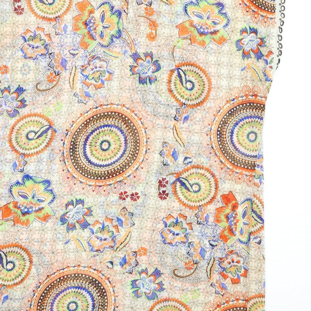 Millenium Womens Multicoloured Geometric Polyester A-Line Size S Round Neck Button