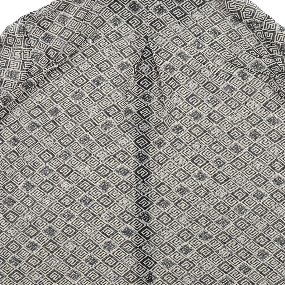 NEXT Womens Beige Geometric Polyester Basic Button-Up Size 20 Collared