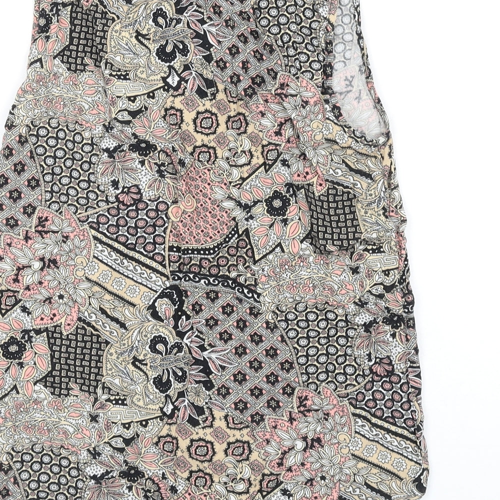 Dorothy Perkins Womens Multicoloured Geometric Viscose Basic Tank Size 6 V-Neck