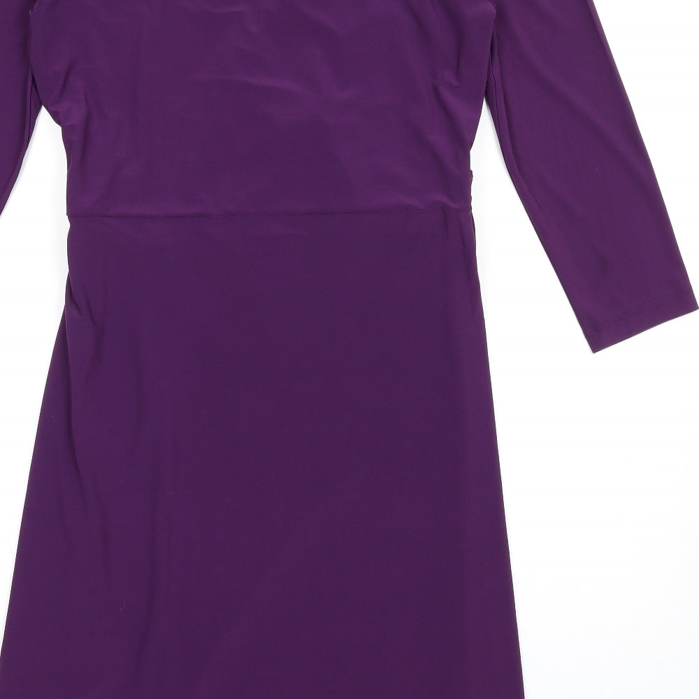 Kaliko Womens Purple Polyester Pencil Dress Size 14 V-Neck Pullover