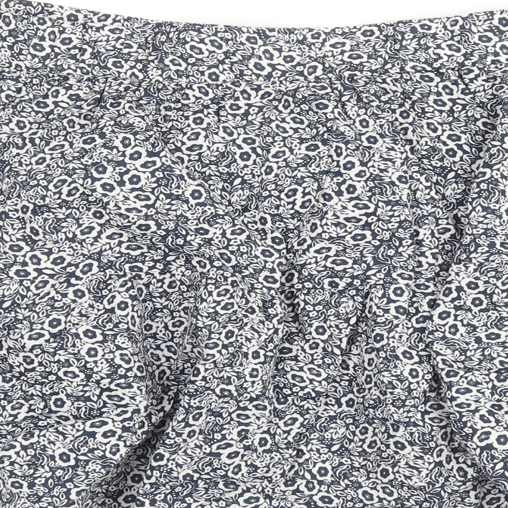 Marks & Spencer Womens Blue Floral Cotton Swing Skirt Size 22 - Elasticated Waist