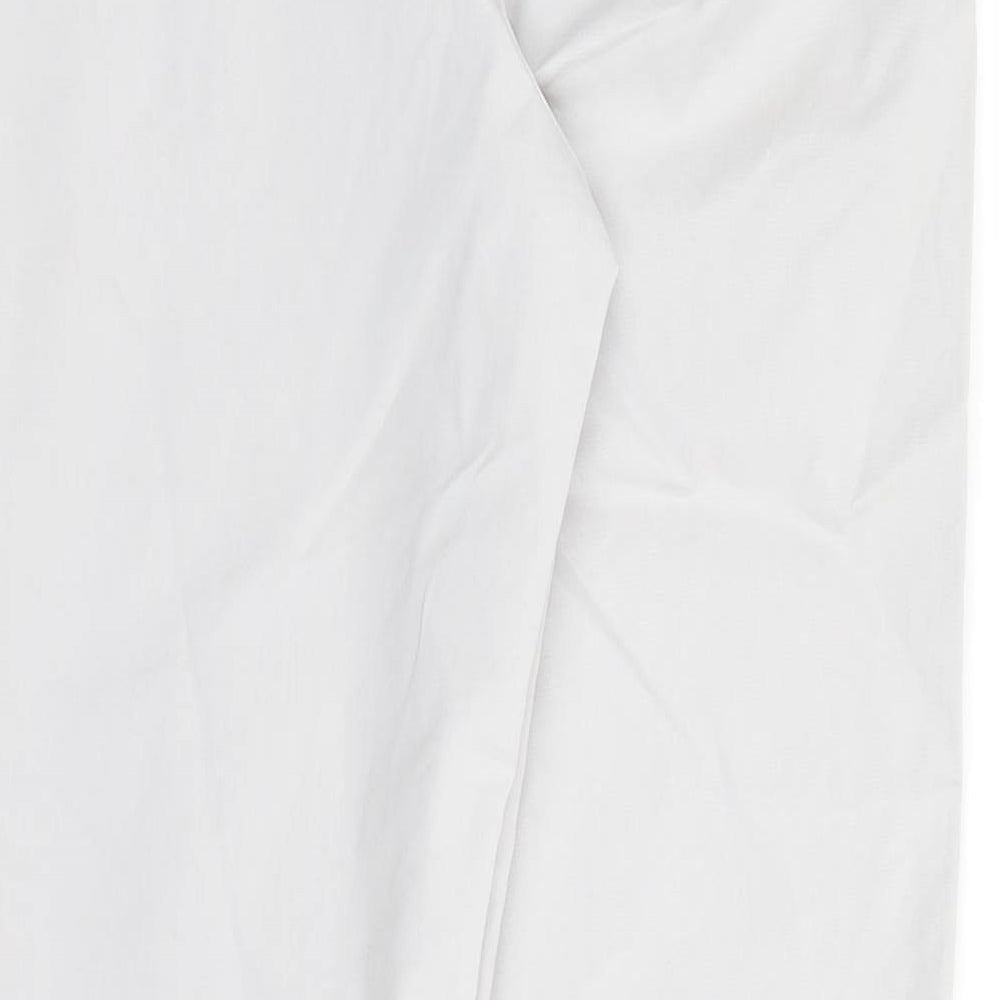Marks and Spencer Womens Grey Cotton Chino Trousers Size 8 L30 in Regular Zip