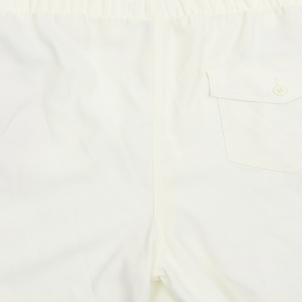 Marks & Spencer Womens Ivory Polyester Bermuda Shorts Size 20 L5 in Regular - Elasticated Waist