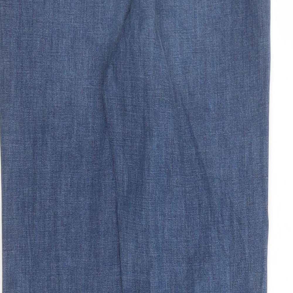 Marks and Spencer Womens Blue Cotton Straight Jeans Size 6 L27 in Slim Zip - Elasticated Waist