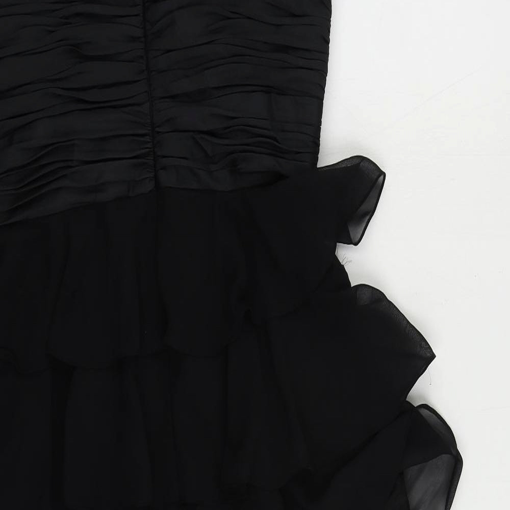 JS Boutique Womens Black Polyester A-Line Size 10 V-Neck Zip - Ruffle