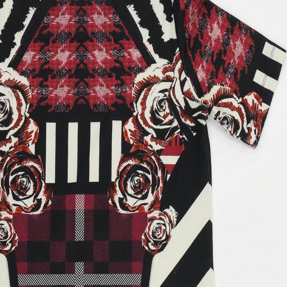 River Island Womens Multicoloured Geometric Polyester Shift Size 10 Boat Neck Pullover
