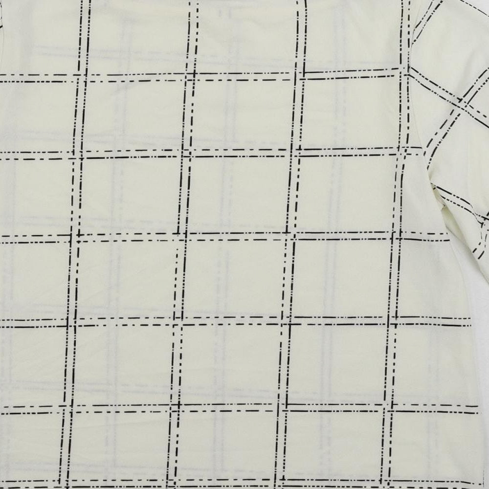 H&M Womens White Geometric Polyester Basic Blouse Size XS Boat Neck