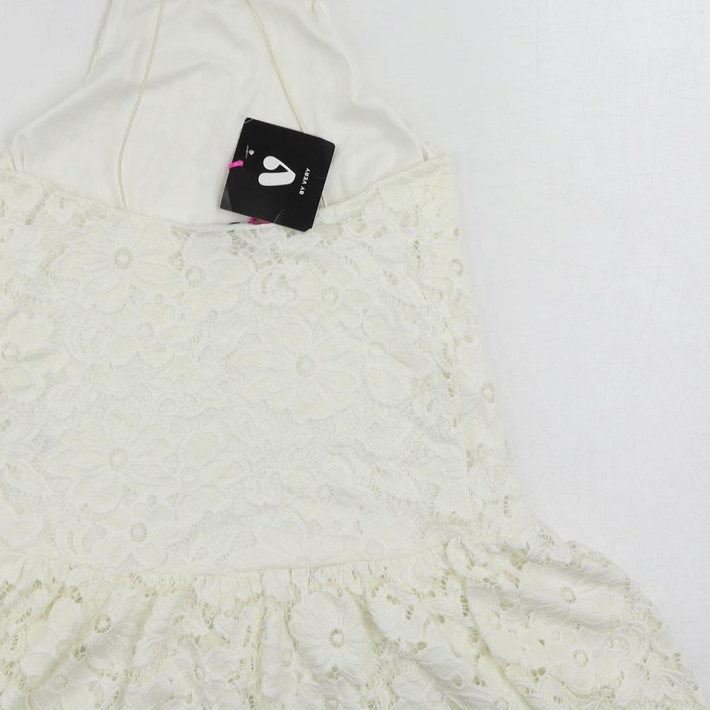 Very Womens Ivory Polyamide Mini Size 8 Square Neck Pullover - Backless