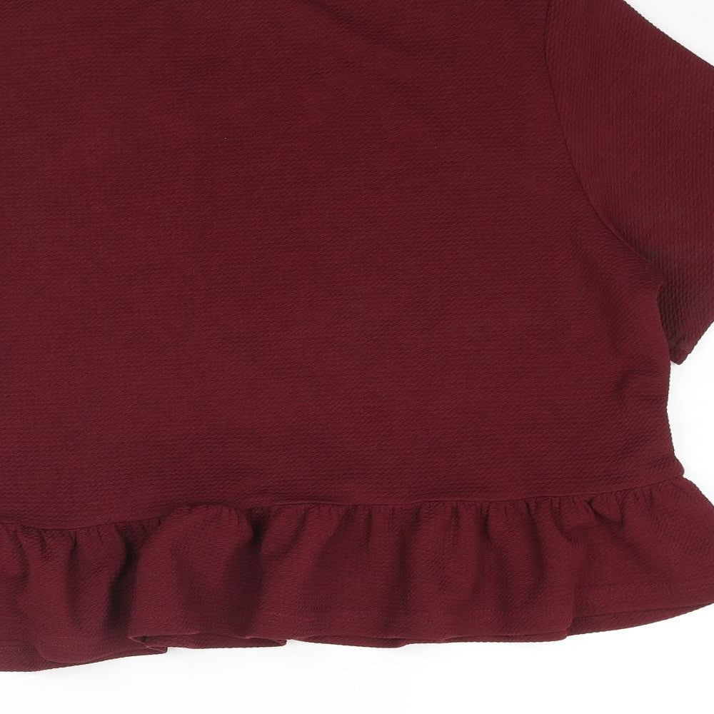 Divided by H&M Womens Red Polyester Basic Blouse Size M Round Neck - Peplum