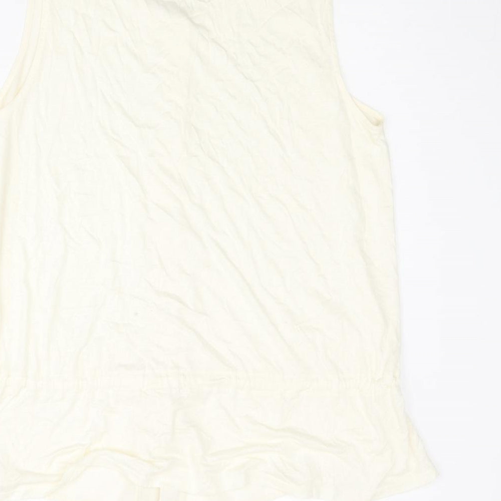 NEXT Womens Ivory Polyester Camisole Blouse Size 12 V-Neck - Drawstring Hem Lace Detail