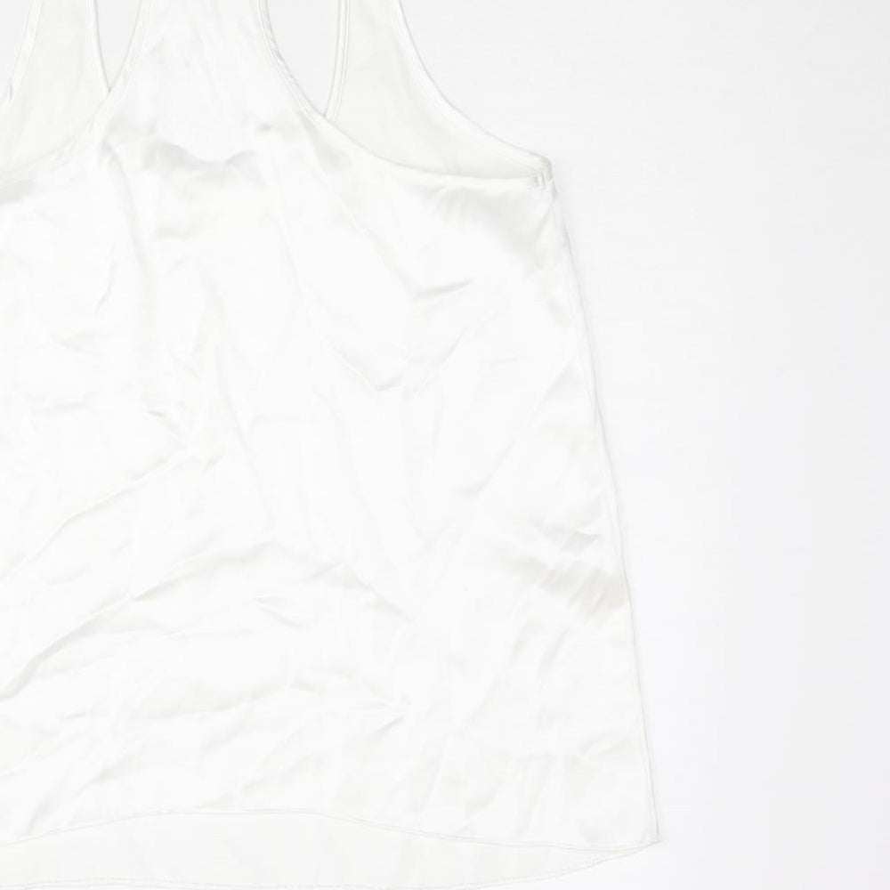 Zara Womens White Polyester Camisole Blouse Size M Scoop Neck