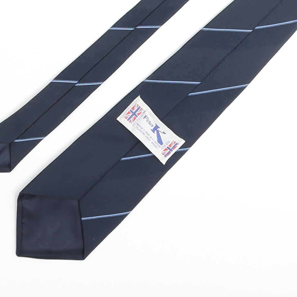 Peter K Mens Blue Striped Polyester Pointed Tie One Size - Phillips Logo