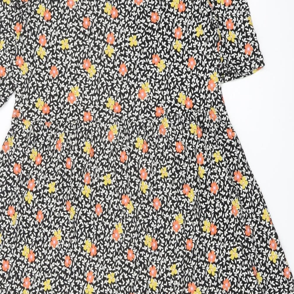 Marks & Spencer Womens Multicoloured Geometric Viscose A-Line Size 8 Crew Neck Pullover