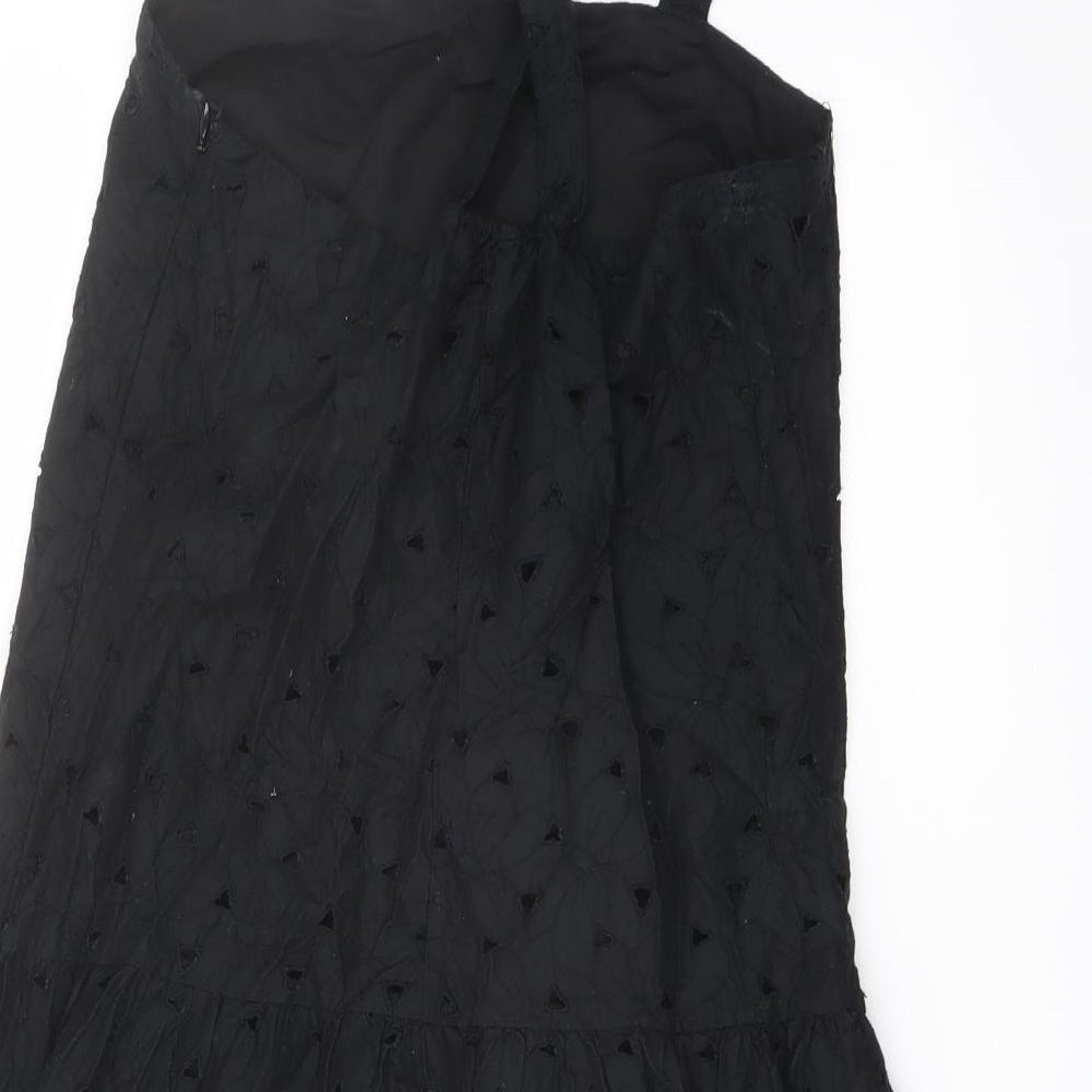 Uniqlo Womens Black Cotton Mini Size S Square Neck Zip
