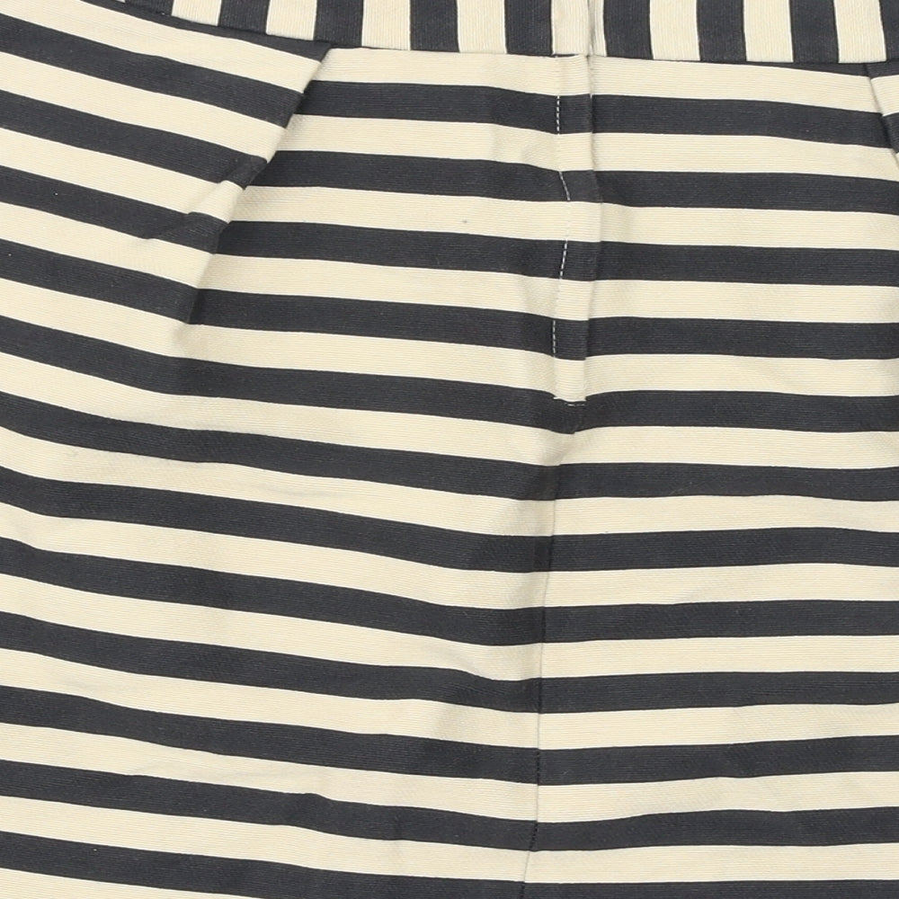 River Island Womens Beige Striped Polyester A-Line Skirt Size 12 Zip