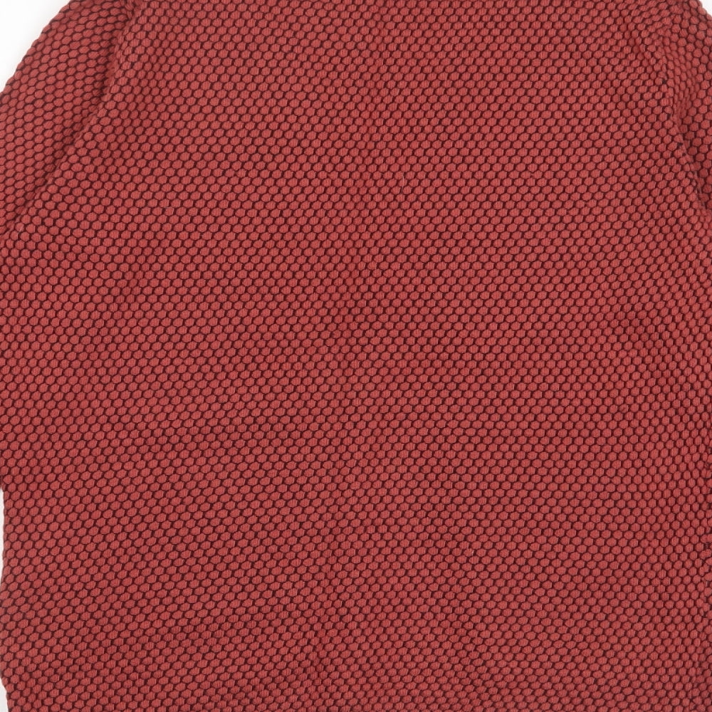 Only Womens Red V-Neck Geometric Cotton Cardigan Jumper Size XS - Open