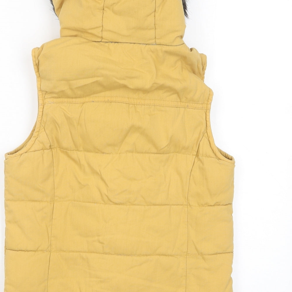 NEXT Womens Yellow Gilet Jacket Size 10 Zip - Pockets