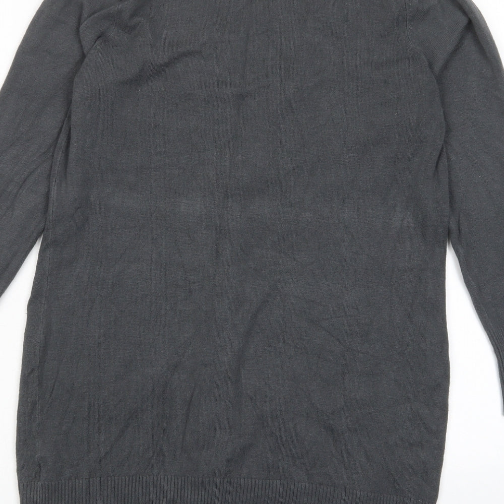 Marks & Spencer Womens Grey V-Neck Viscose Cardigan Jumper Size 10 - Pockets