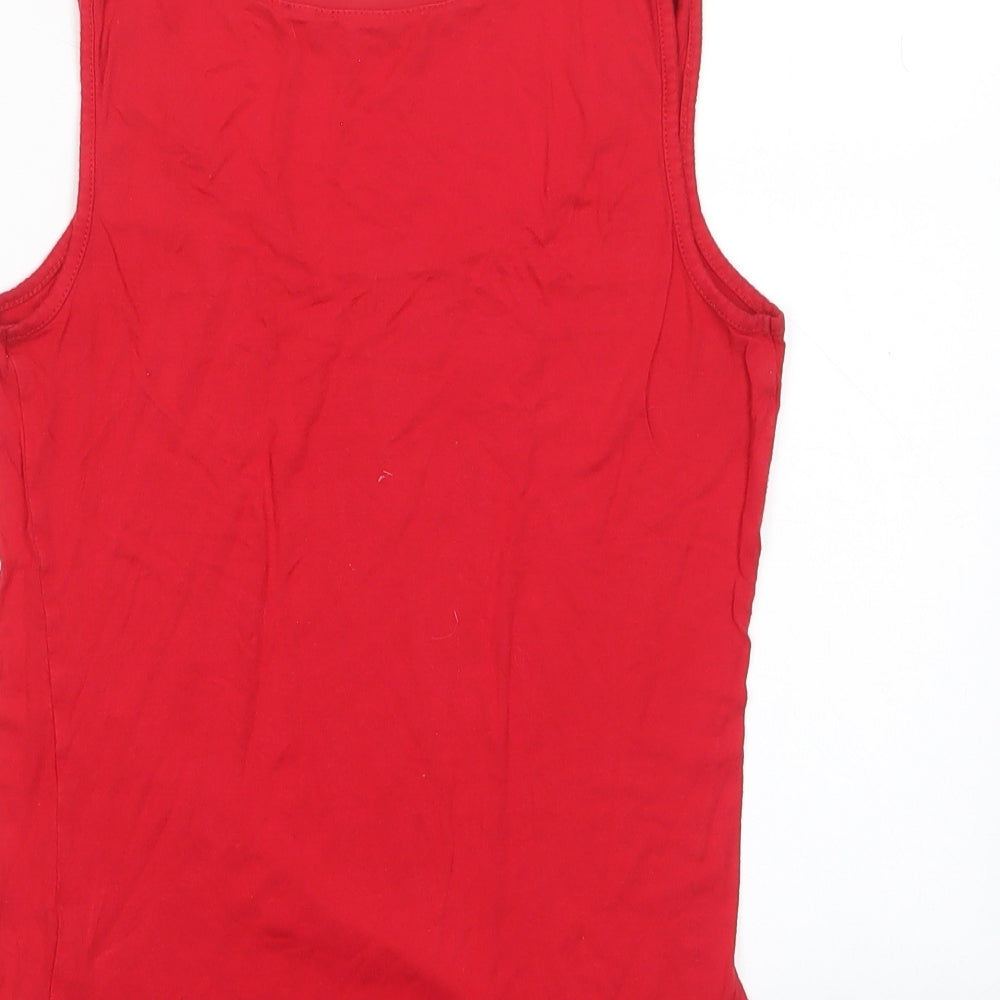 Oasis Womens Red Viscose Basic Tank Size S Collared