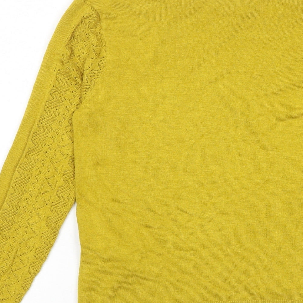 Warehouse Womens Yellow Crew Neck Viscose Pullover Jumper Size 10