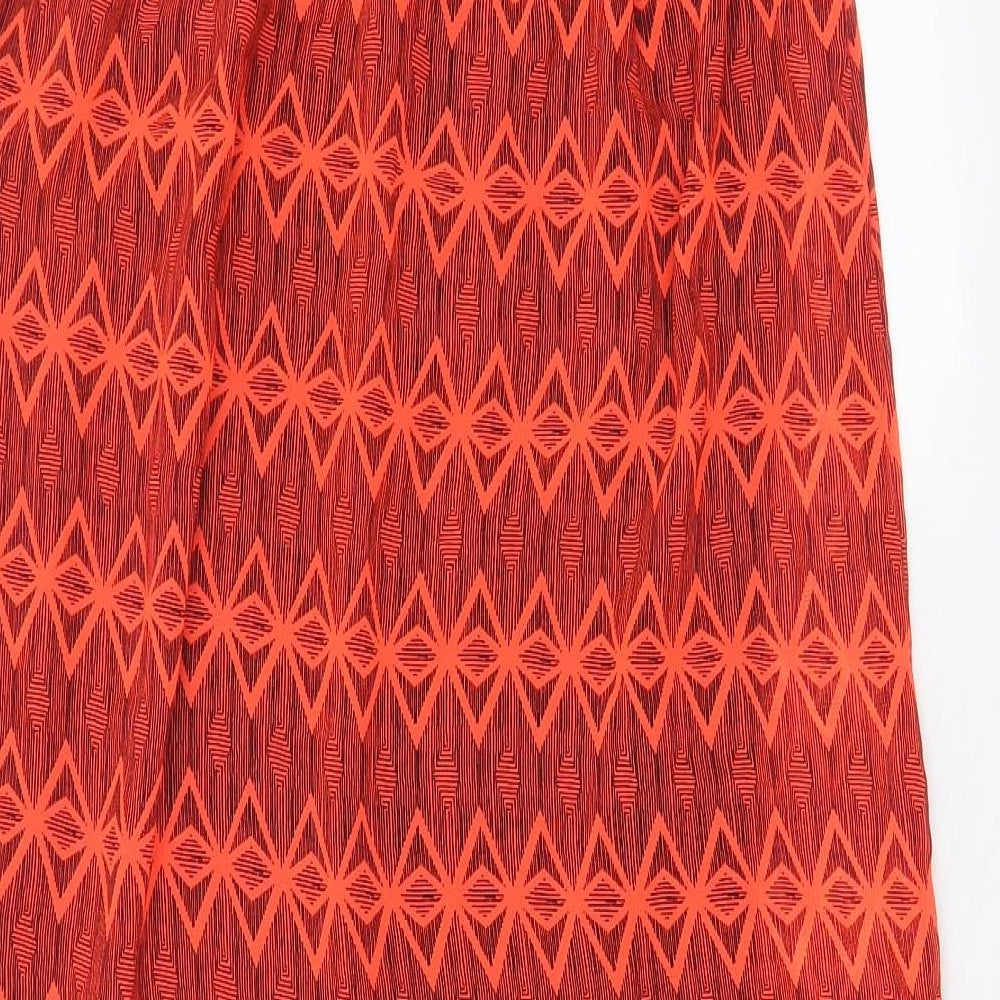 Jennyfer Womens Red Geometric Polyester A-Line Size M Off the Shoulder Pullover - Side slits