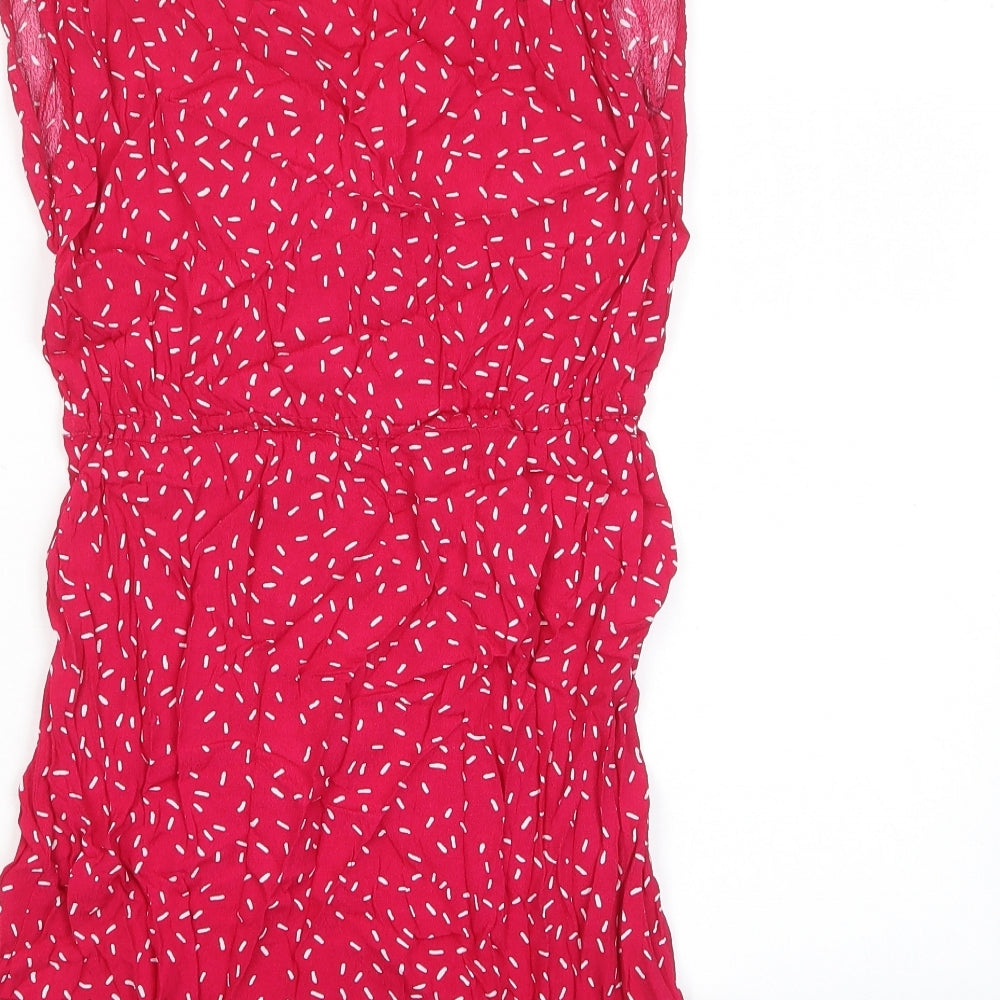 Mango Womens Pink Geometric Viscose A-Line Size XS V-Neck Pullover